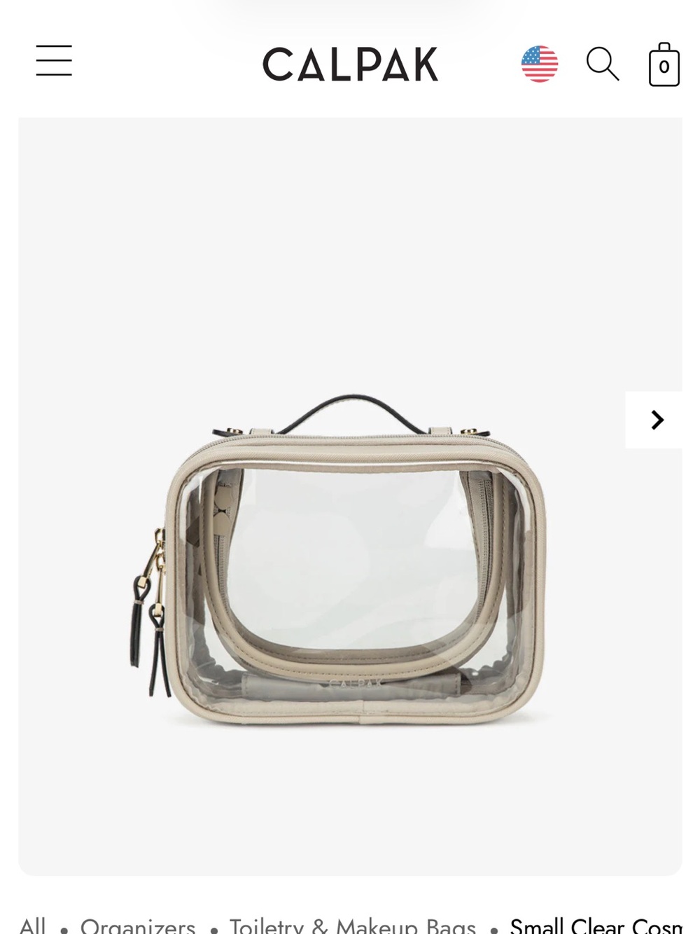 Calpak Small Clear Cosmetics Case in Stone